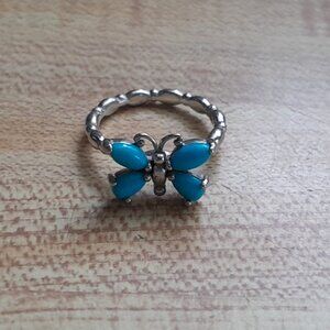 Butterfly Ring Sterling Silver Sleeping Beauty Turquoise Size 5.75